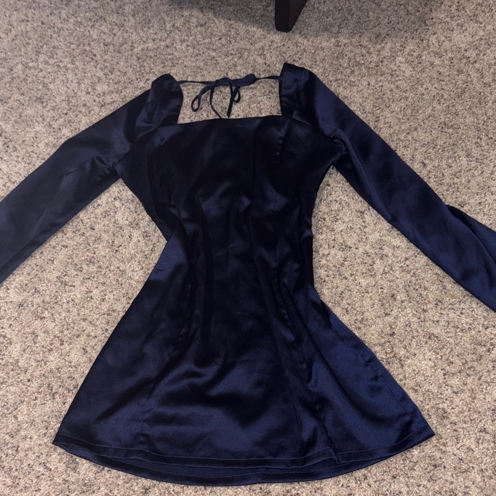 wild fable navy blue satin mini dress